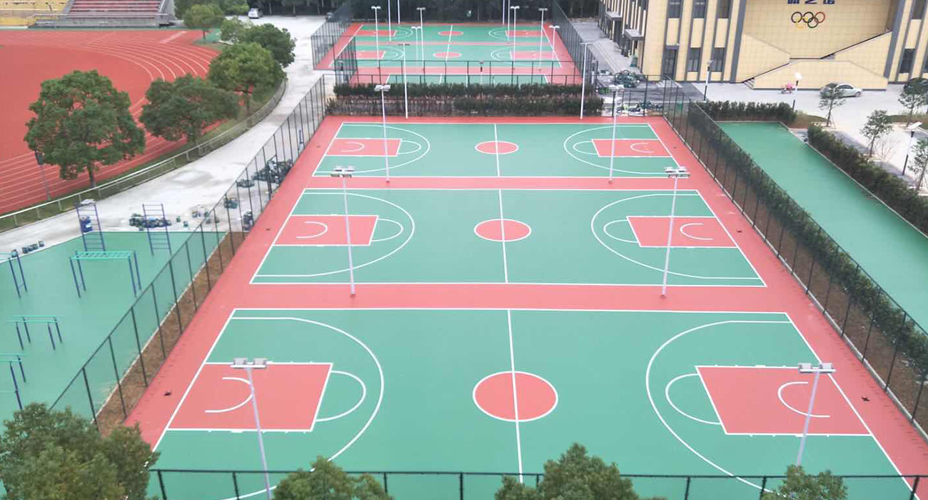 浙江杭州富阳中学 透气型跑道+硅PU球场1